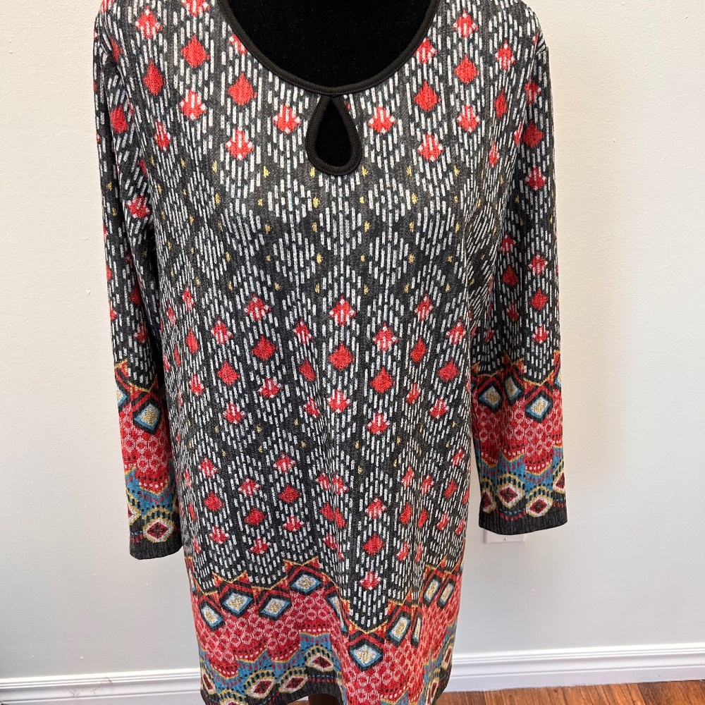 Creations 2xl multicoloured Aztec print long sleeve tunic